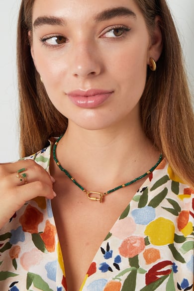 Collier fermoir mousqueton Pierre Verte h5 Image4